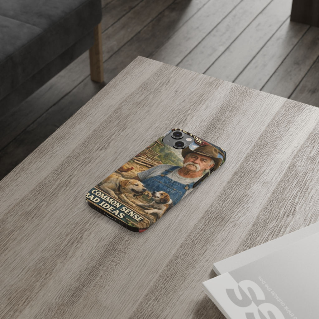 Rustic Farmer Phone Case — “Common Sense” Country Vintage Design
