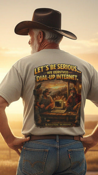 Retro Dial-Up Internet T‑Shirt — “Let’s Be Serious… We Survived Dial‑Up Internet” Vintage Gamer Tee