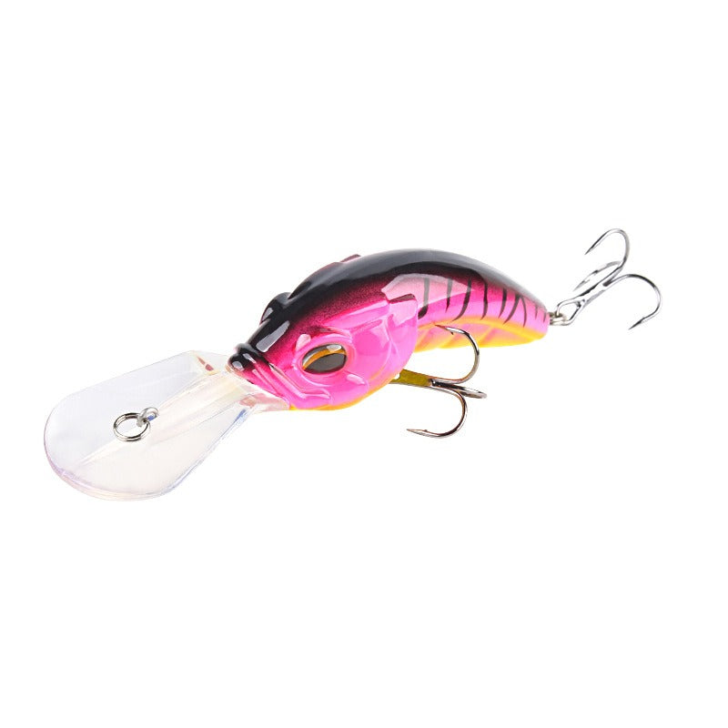Wide Tongue Deep Dive ABS Rock Mino 10.4cm 14.5g Bead+Enhanced Three Hook Simulated Worm shaped Fake Bait
