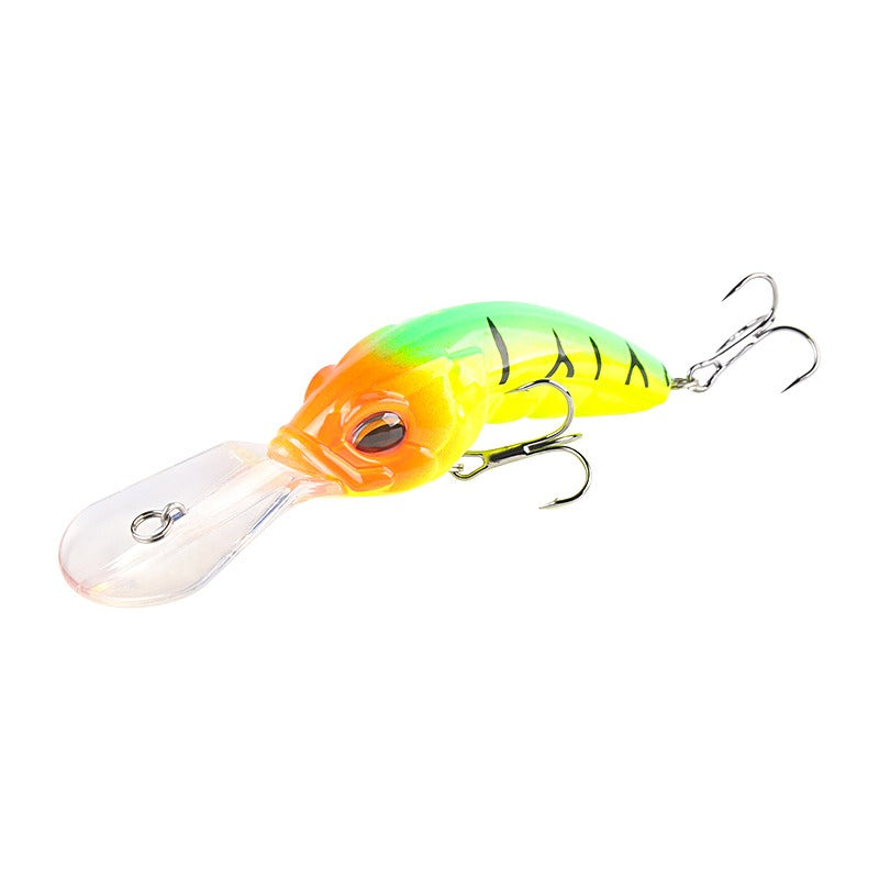 Wide Tongue Deep Dive ABS Rock Mino 10.4cm 14.5g Bead+Enhanced Three Hook Simulated Worm shaped Fake Bait