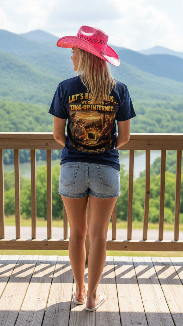 Retro Dial-Up Internet T‑Shirt — “Let’s Be Serious… We Survived Dial‑Up Internet” Vintage Gamer Tee