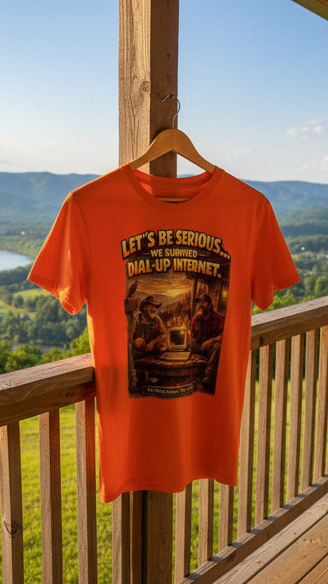 Retro Dial-Up Internet T‑Shirt — “Let’s Be Serious… We Survived Dial‑Up Internet” Vintage Gamer Tee