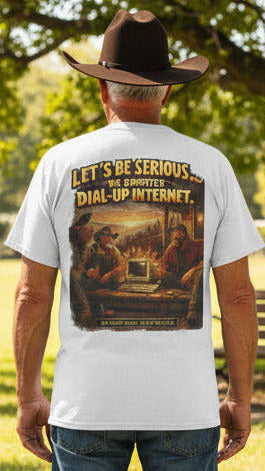 Retro Dial-Up Internet T‑Shirt — “Let’s Be Serious… We Survived Dial‑Up Internet” Vintage Gamer Tee