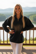 Sun Fade Raw Edge Quarter-Zip Sweatshirt