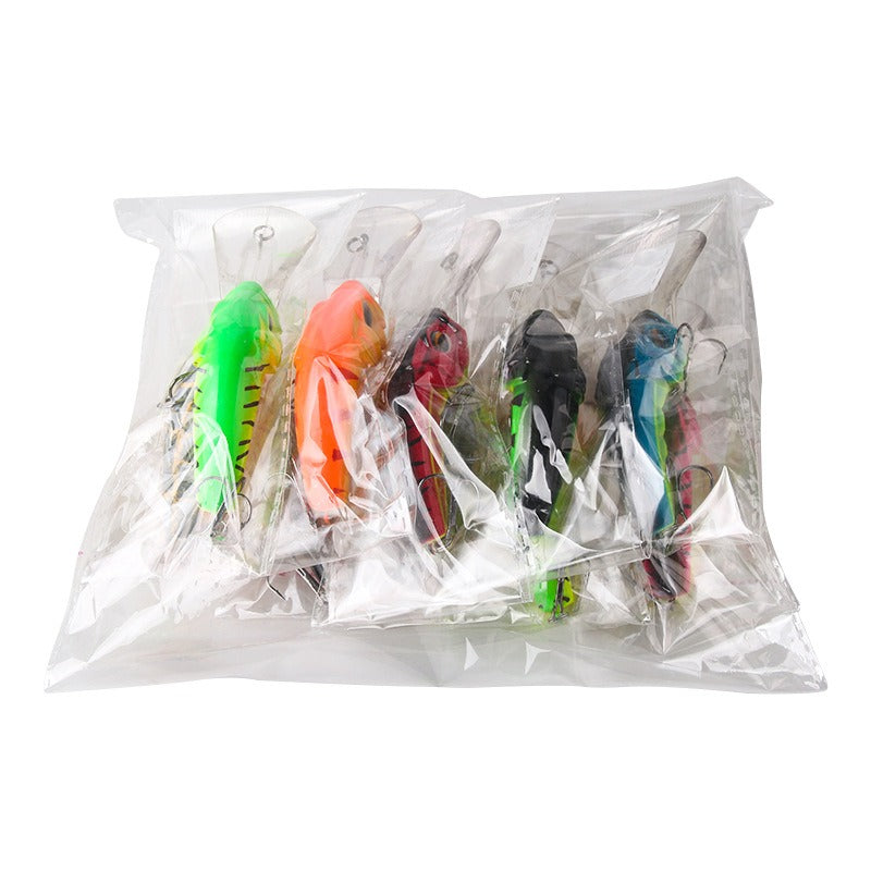 Wide Tongue Deep Dive ABS Rock Mino 10.4cm 14.5g Bead+Enhanced Three Hook Simulated Worm shaped Fake Bait