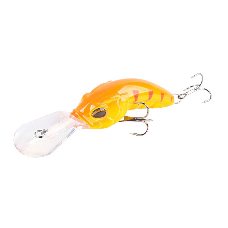 Wide Tongue Deep Dive ABS Rock Mino 10.4cm 14.5g Bead+Enhanced Three Hook Simulated Worm shaped Fake Bait